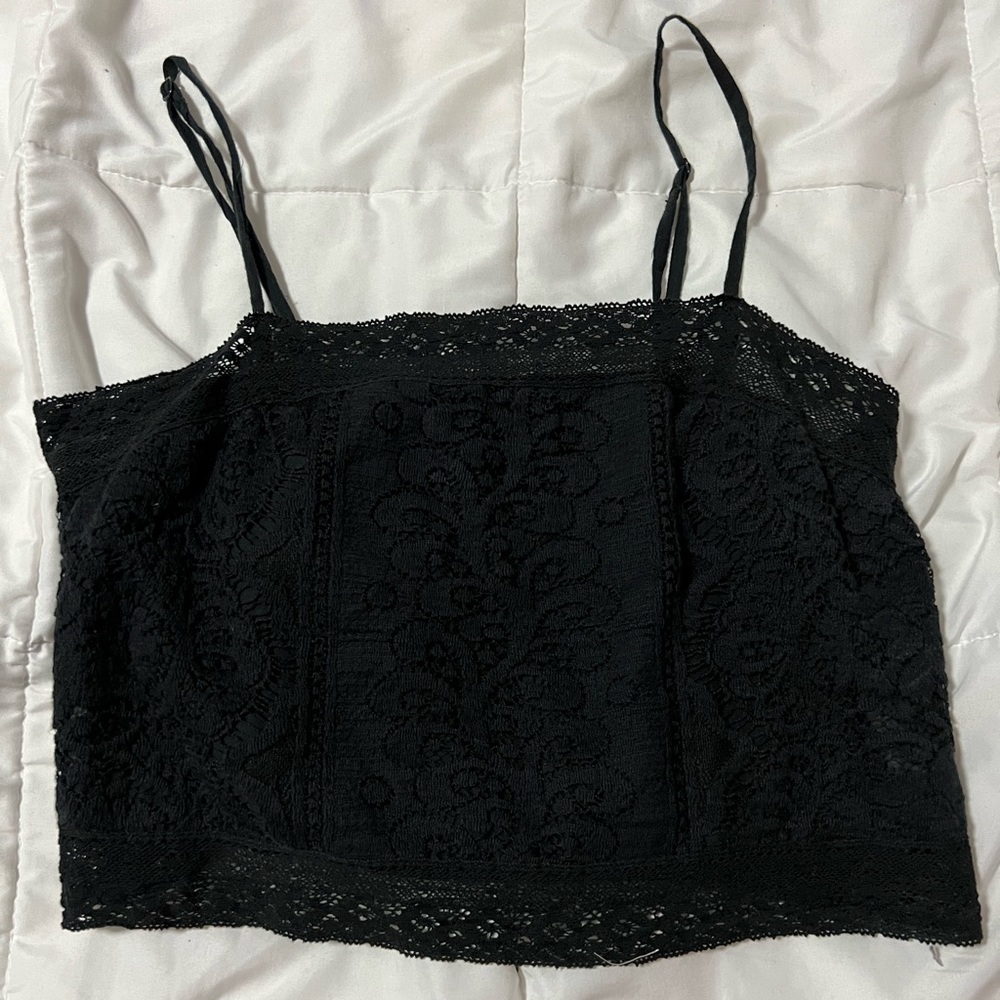 American Eagle Black Lace Crop Top